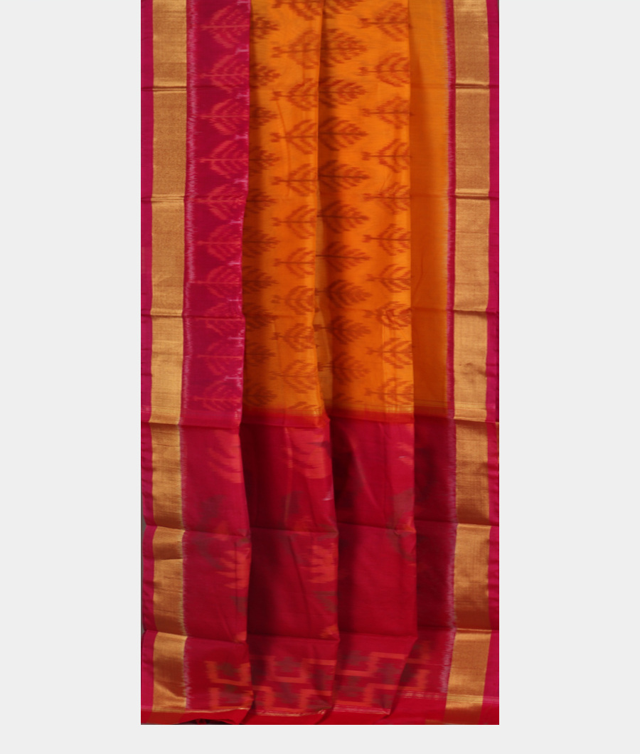 Yellow Pochampalli Silk Cotton Saree T3487472