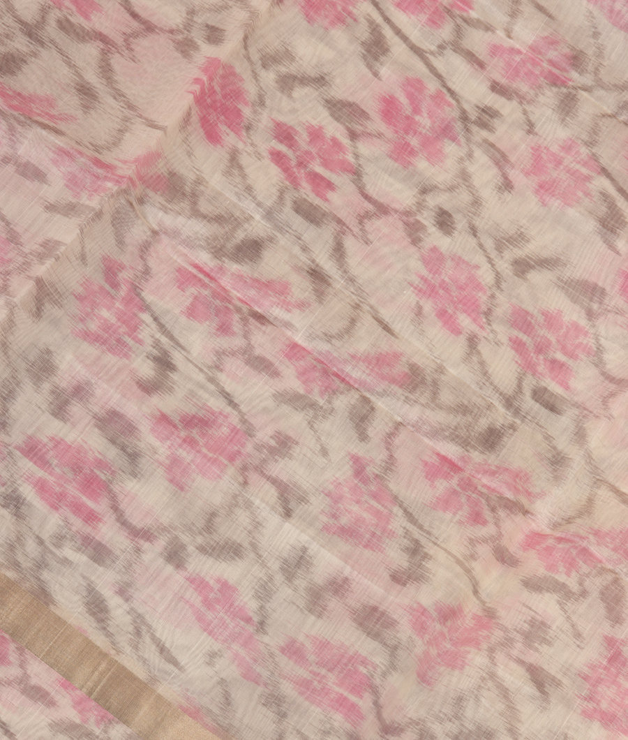 White Pochampalli Silk Cotton Saree T344171-image