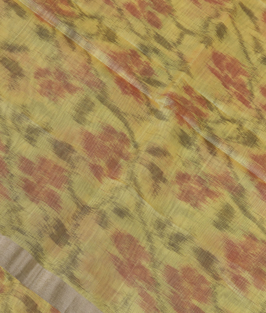 Yellow Pochampalli Silk Cotton Saree T344174-image