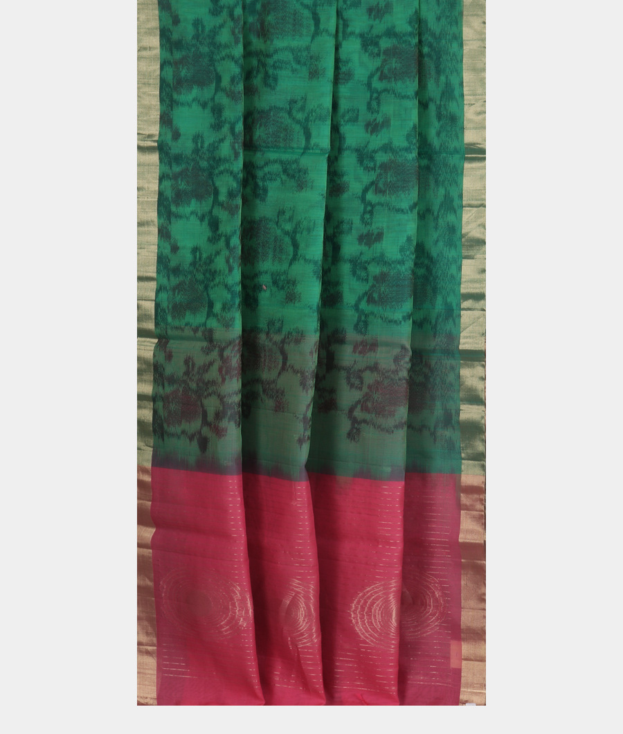 Green Pochampalli Silk Cotton Saree T3441762