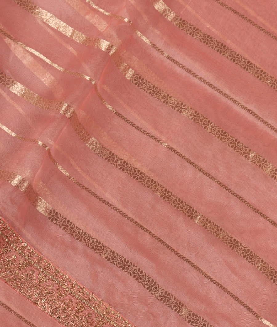 Pink Kora Organza Embroidery Saree T349769-image