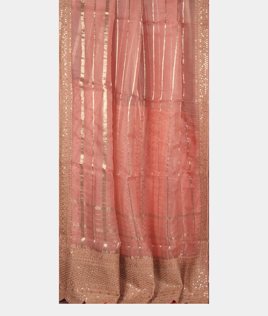 Pink Kora Organza Embroidery Saree T3497692