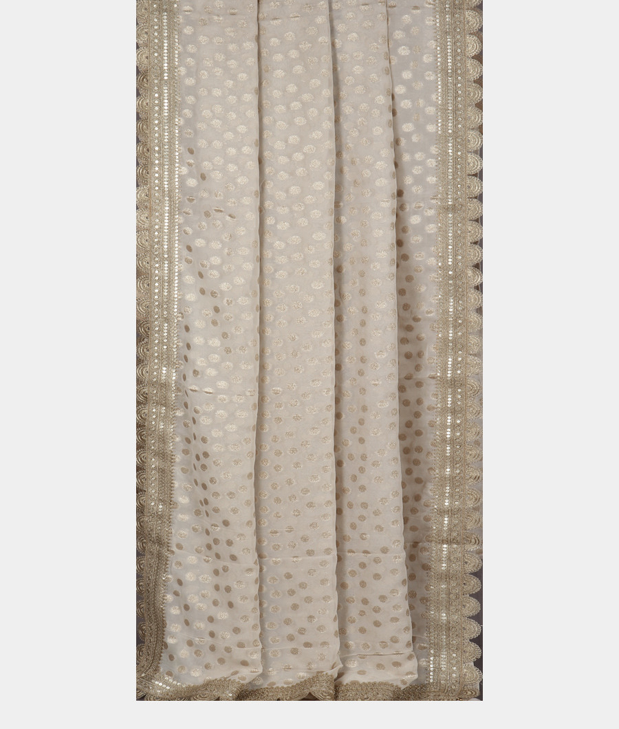 White Georgette Silk Saree T3497422