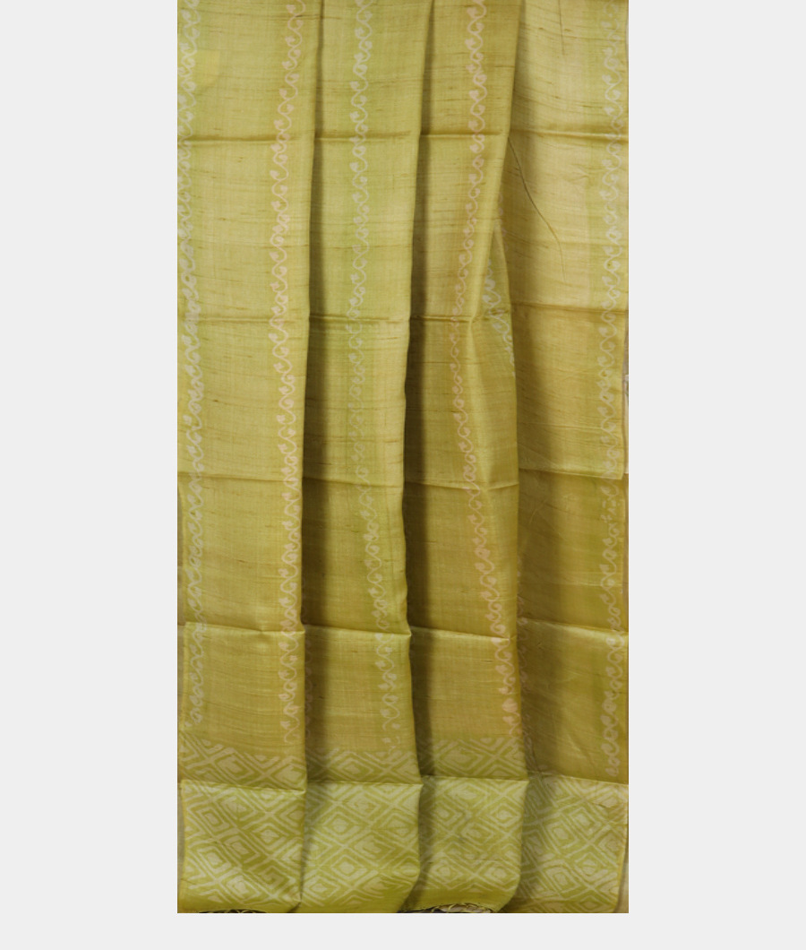 Green Tussar Printed Saree T3491562