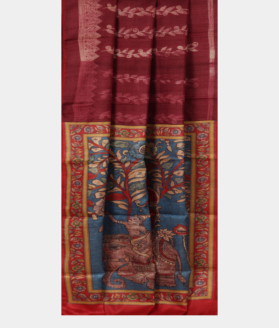 Purple Tussar Printed Saree T3037552