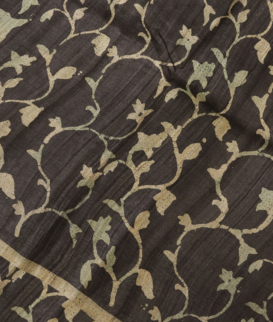 Grey Tussar Printed Saree T349178-image