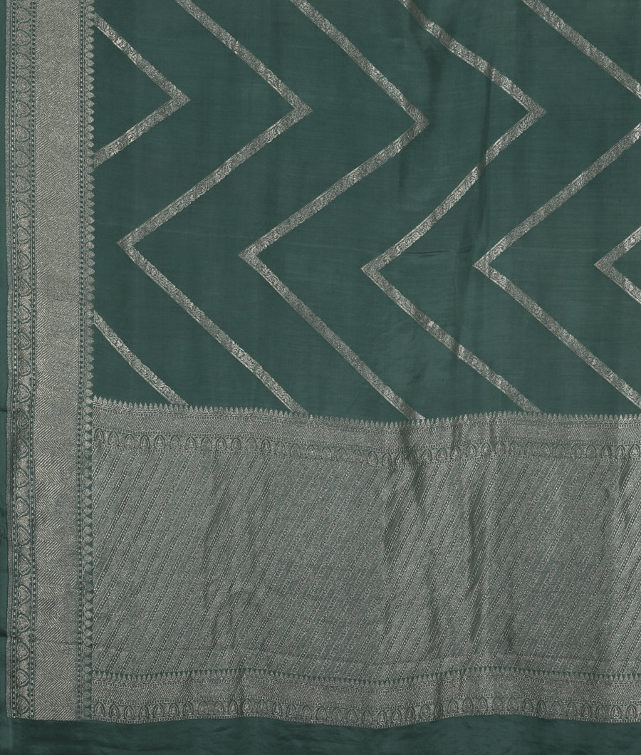 Greenish Grey Banaras Kathan Silk Saree T3493704