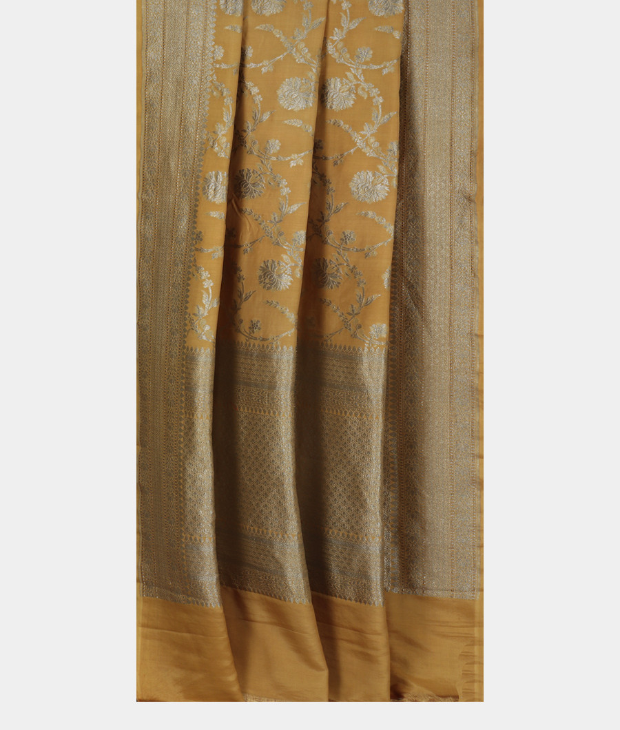 Yellow Banaras Kathan Silk Saree T3494152
