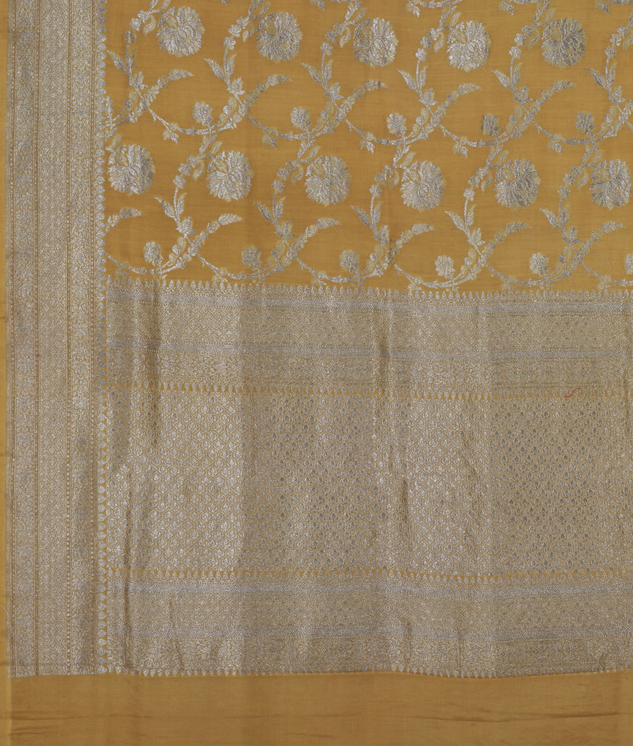 Yellow Banaras Kathan Silk Saree T3494154