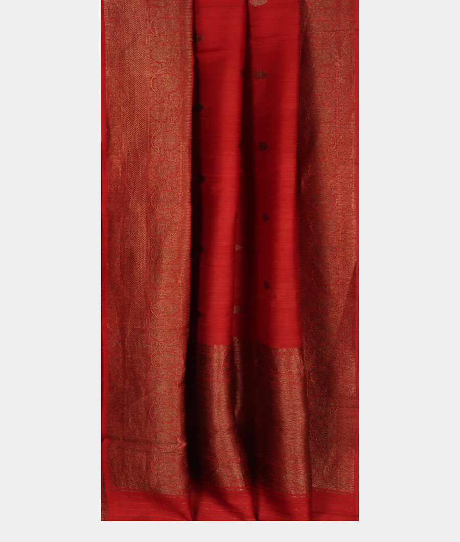 Red Banaras Tussar Georgette Saree T3136482
