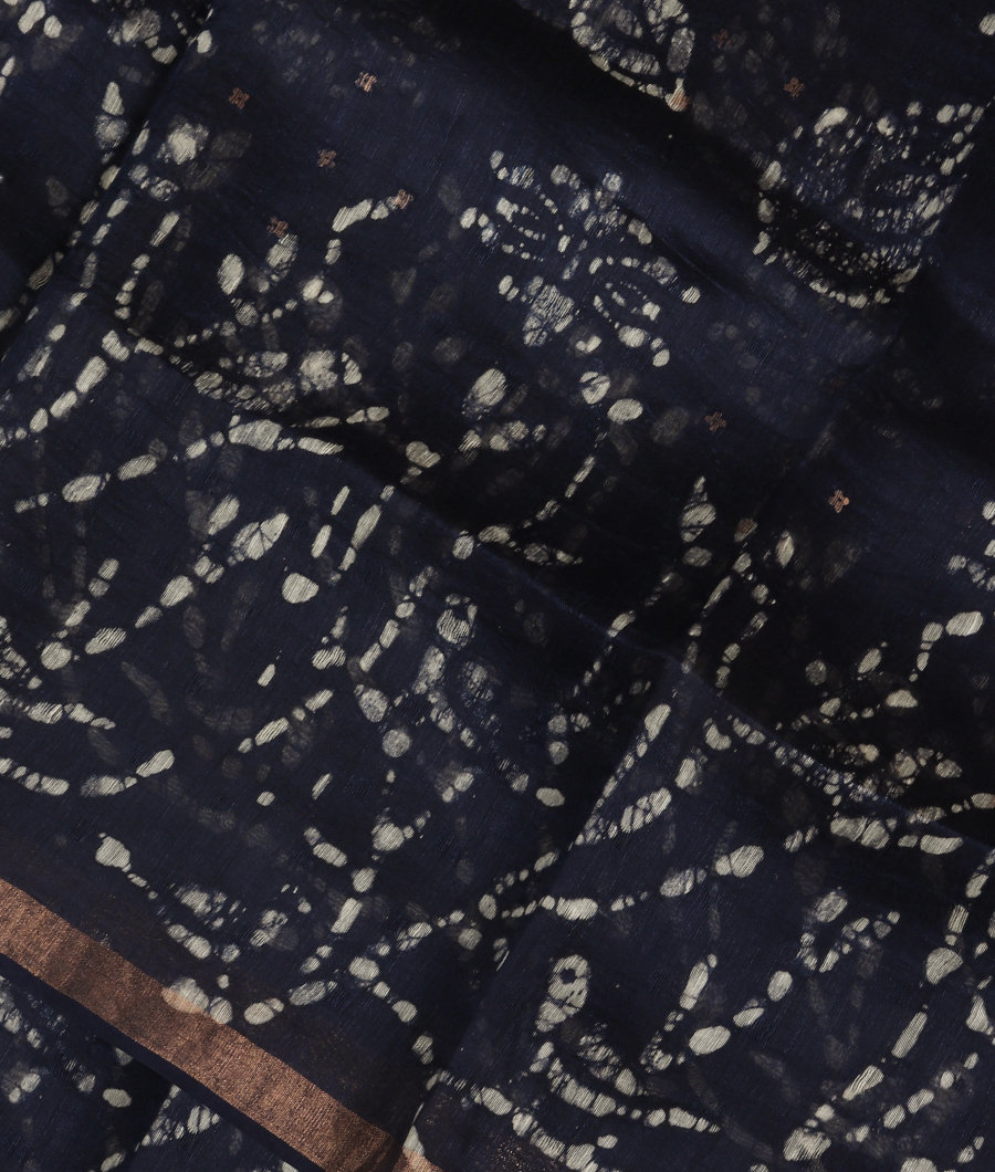 Blue Linen Printed Saree T343925-image