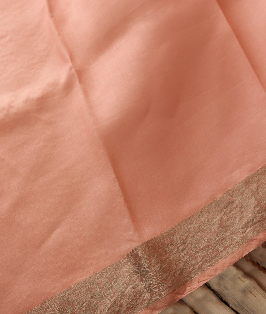 Peach Kora Organza Printed Saree T3493213