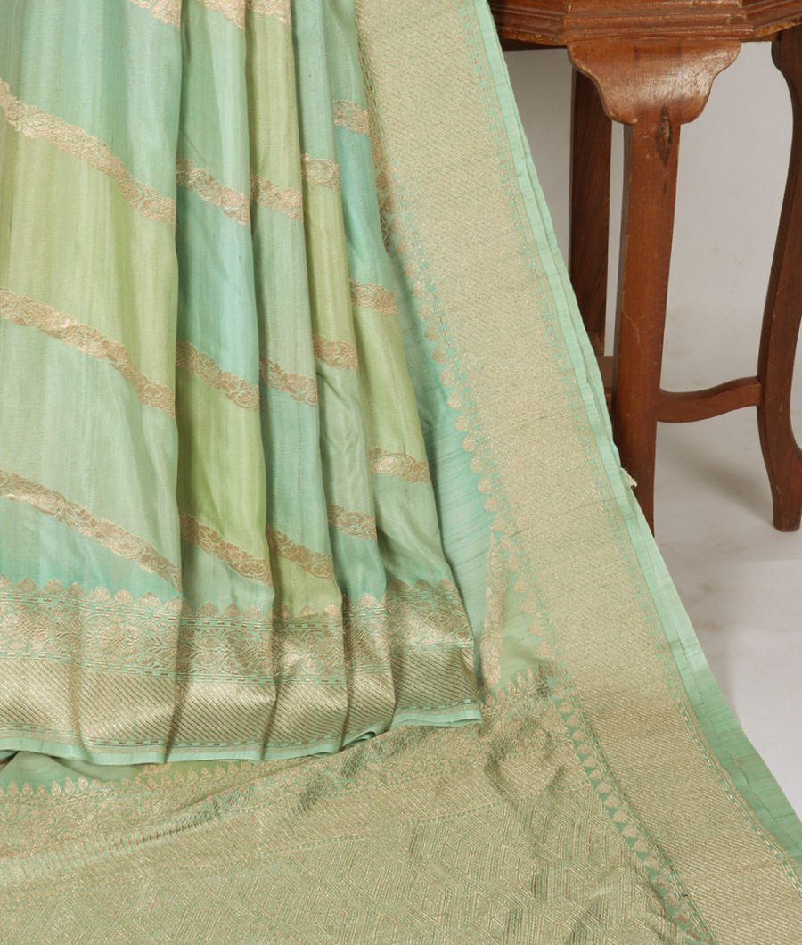 Green Banaras Tussar Georgette Saree T3493472