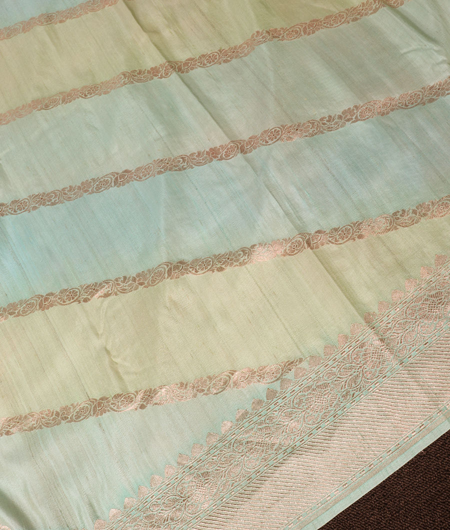 Green Banaras Tussar Georgette Saree T3493474