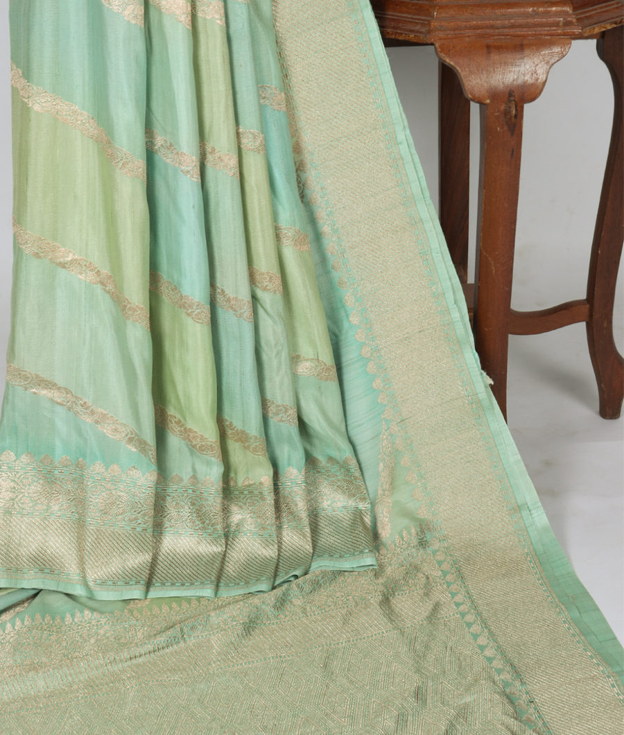 Green Banaras Tussar Georgette Saree T3493402
