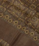 Brown Ajrakh Linen Printed Saree T3369041
