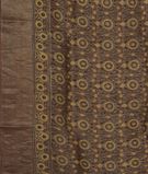 Brown Ajrakh Linen Printed Saree T3369043