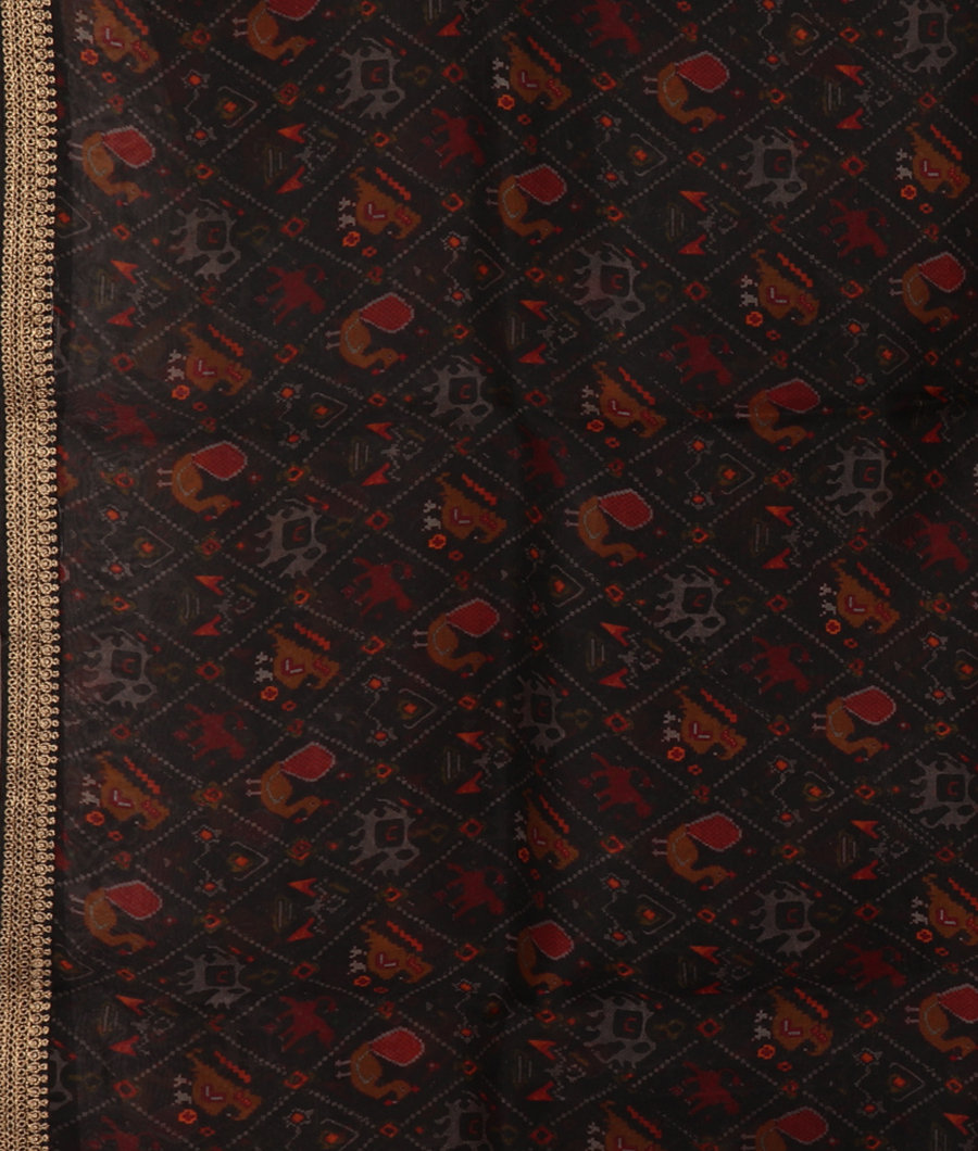 Black Kora Organza Embroidery Saree T2276233