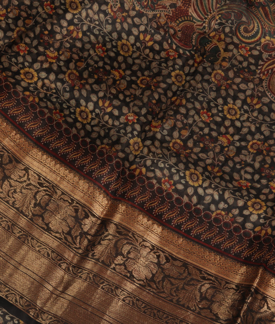 Black Kora Organza Printed Saree T229046-image