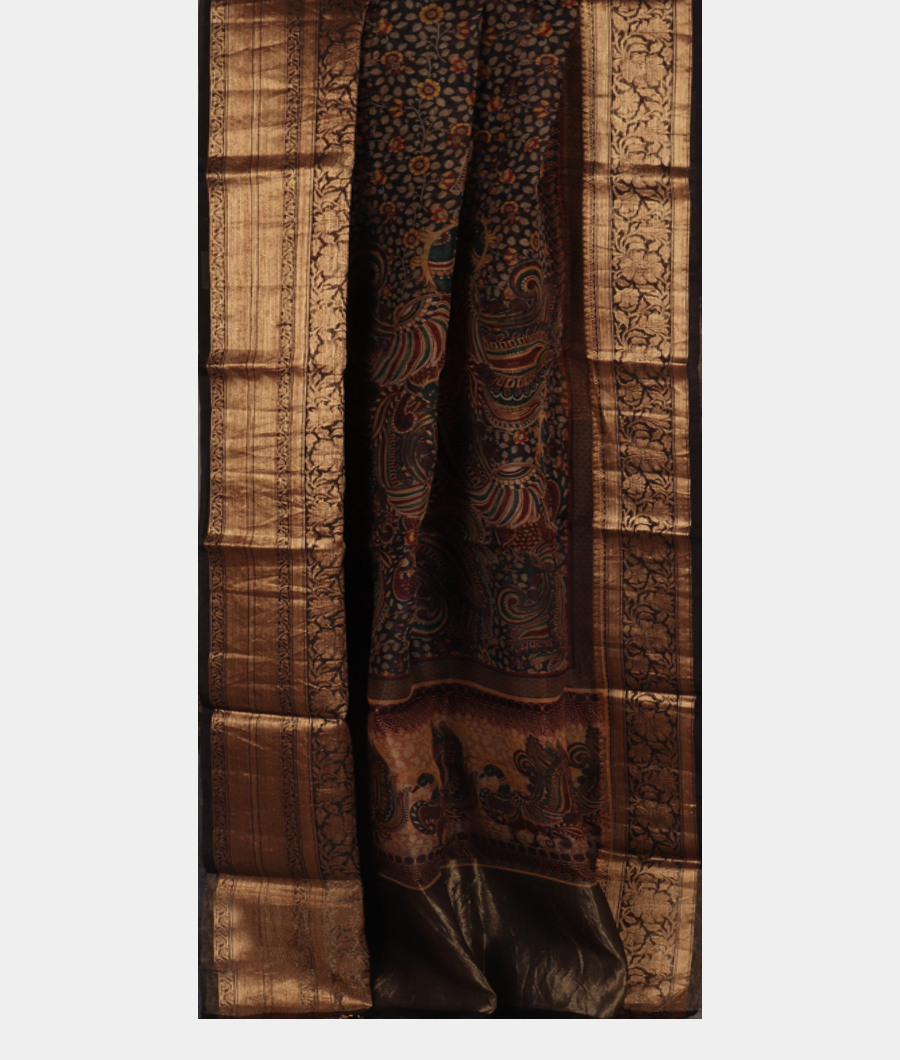 Black Kora Organza Printed Saree T2290462