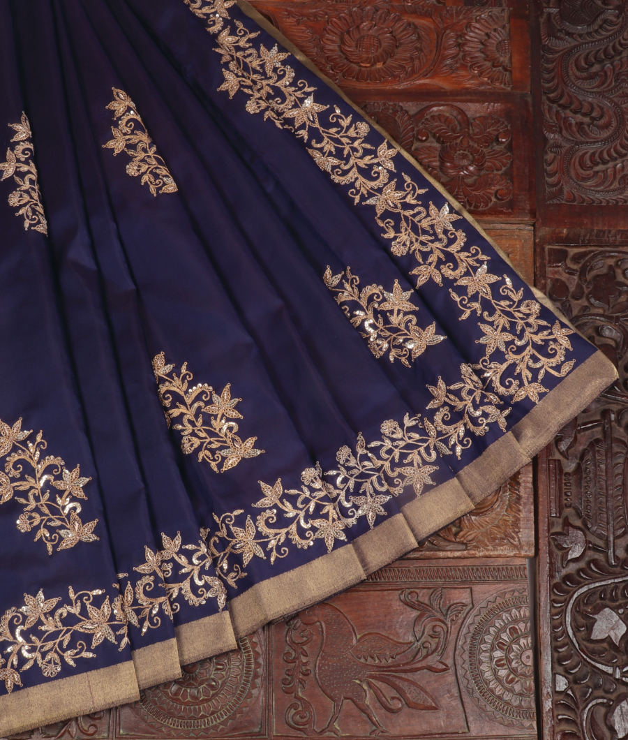 Blue Handwoven Kanjivaram Silk Saree T42714-image