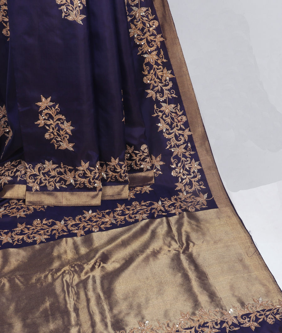 Blue Handwoven Kanjivaram Silk Saree T427144