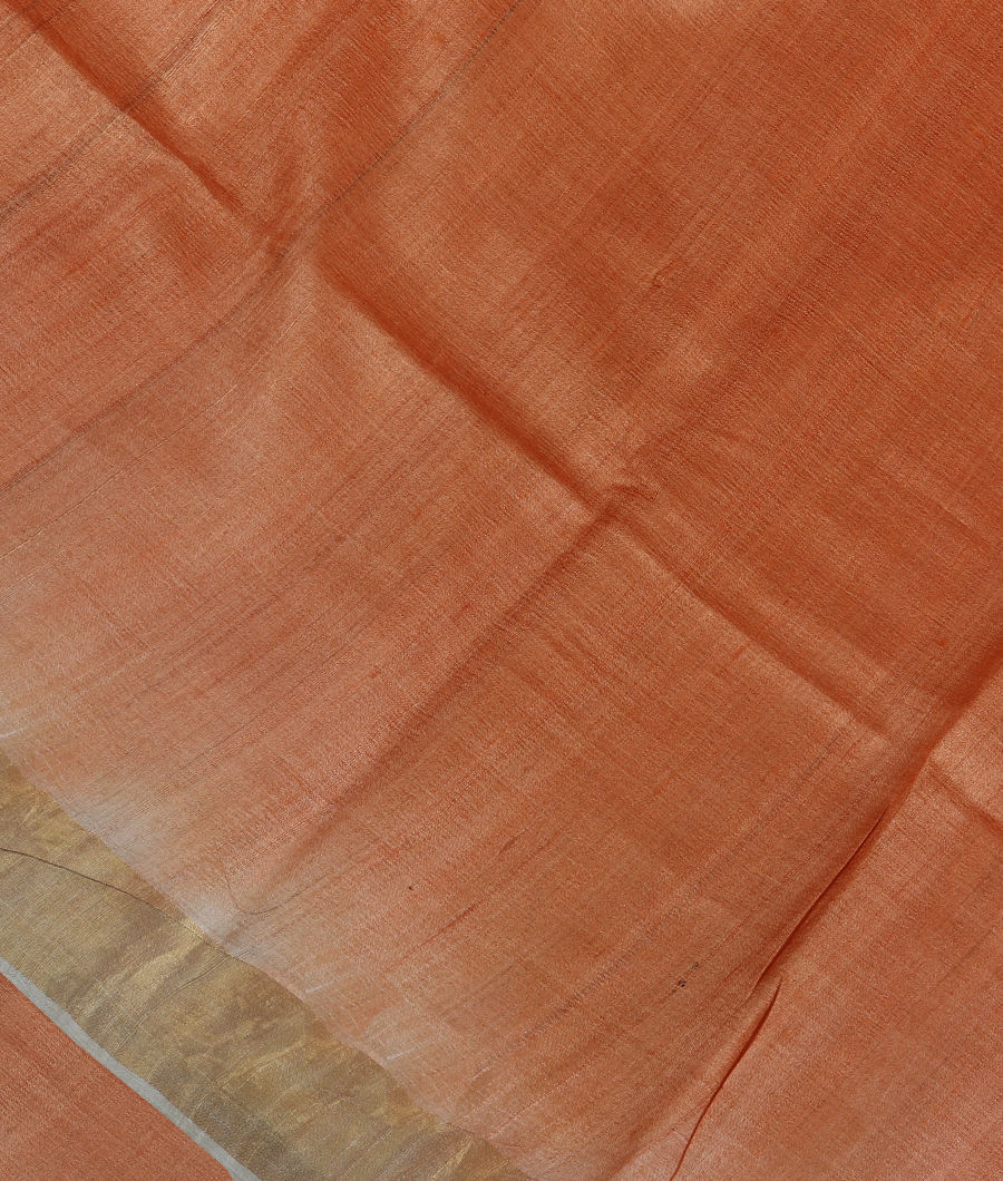 Orange Tussar Embroidery Saree T283481-image