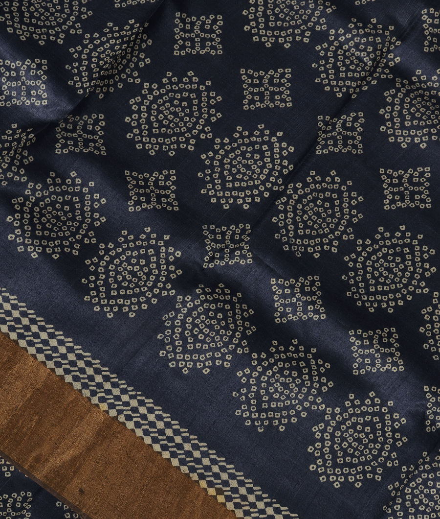 Blue Tussar Printed Saree T345493-image