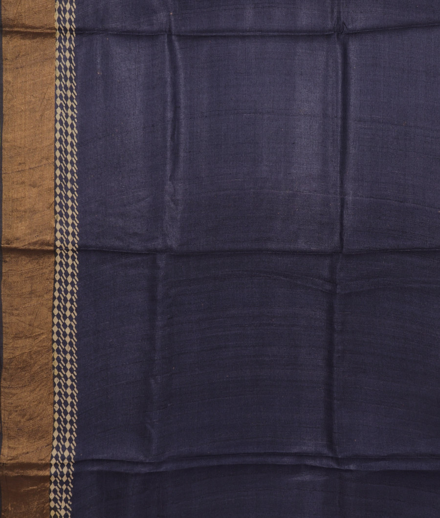 Blue Tussar Printed Saree T3454933