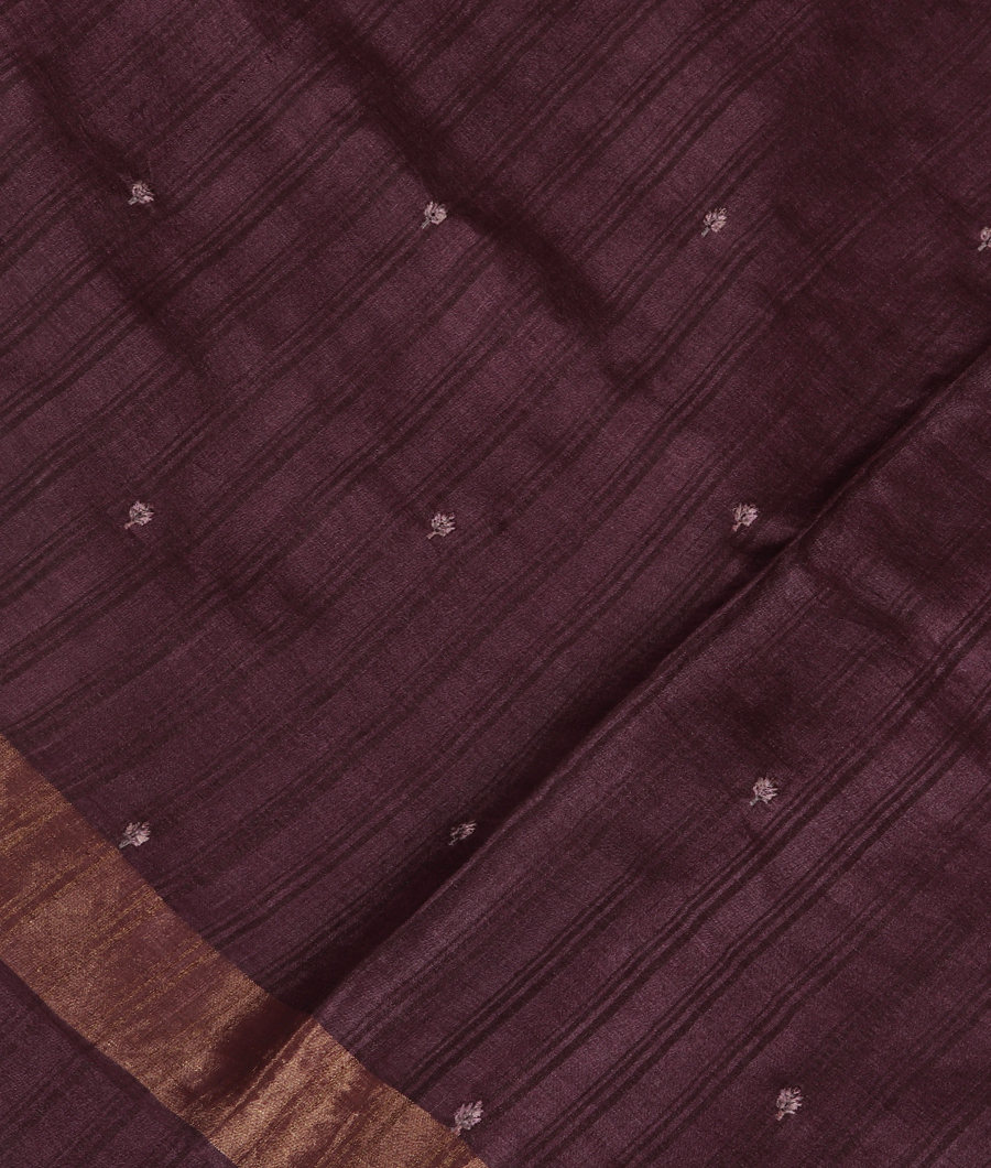 Purple Tussar Embroidery Saree T350319-image