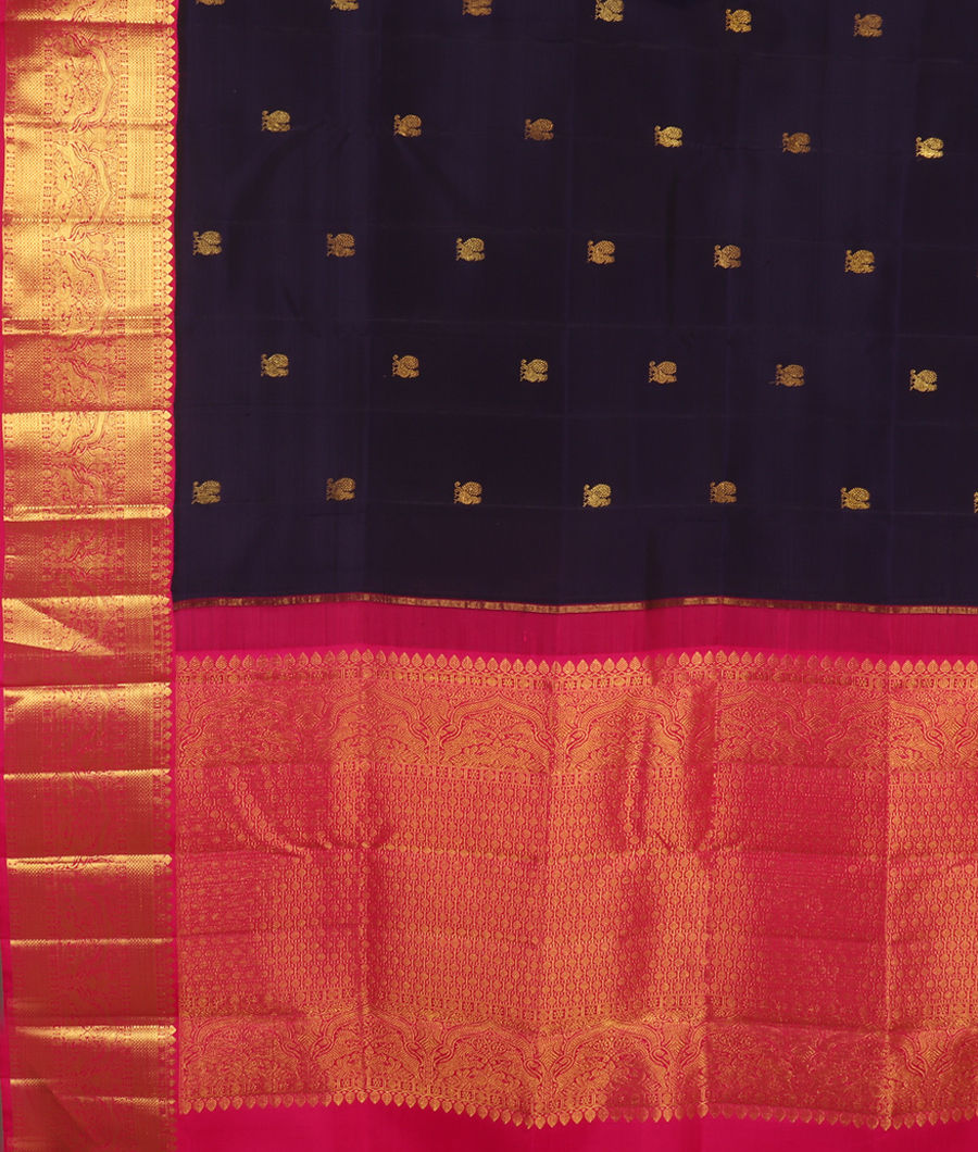 Blue Handwoven Kanjivaram Silk Saree T3506074