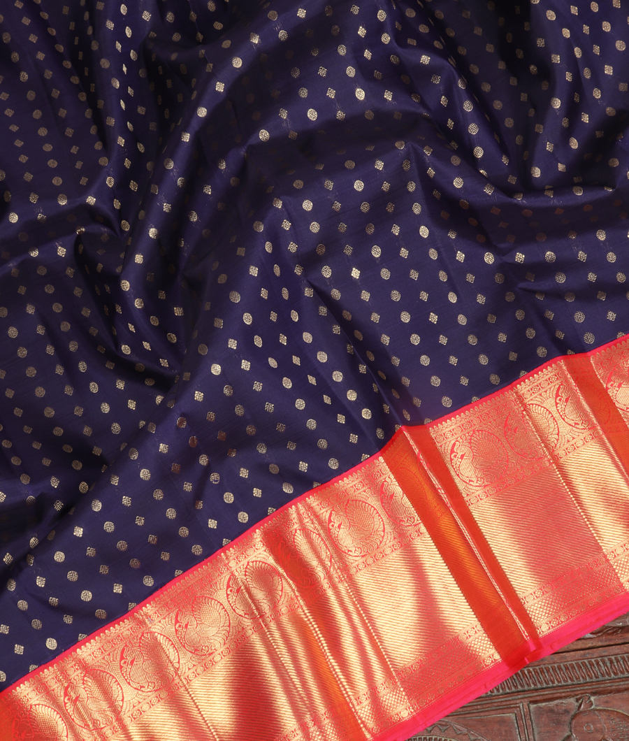 Blue Handwoven Kanjivaram Silk Saree T3414534