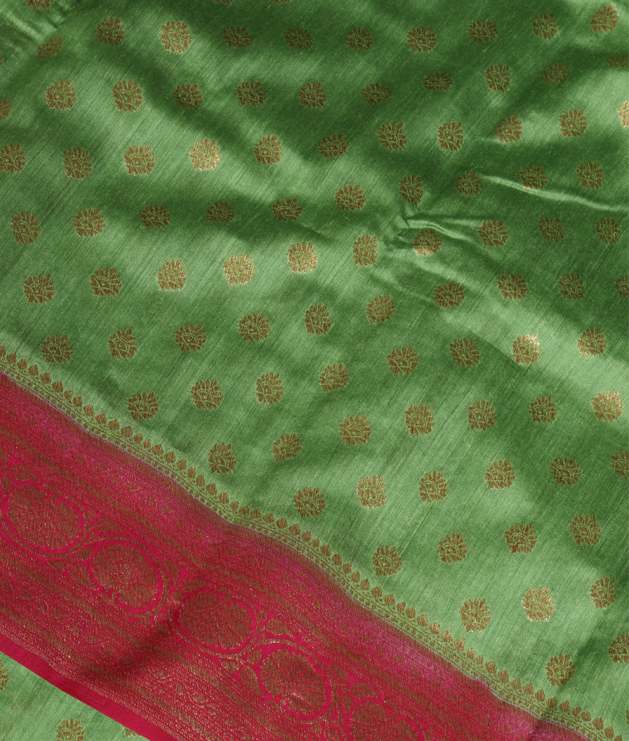 Green Banaras Tussar Saree T350944-image