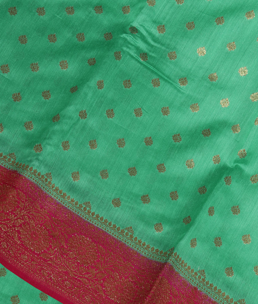 Green Banaras Tussar Saree T331790-image