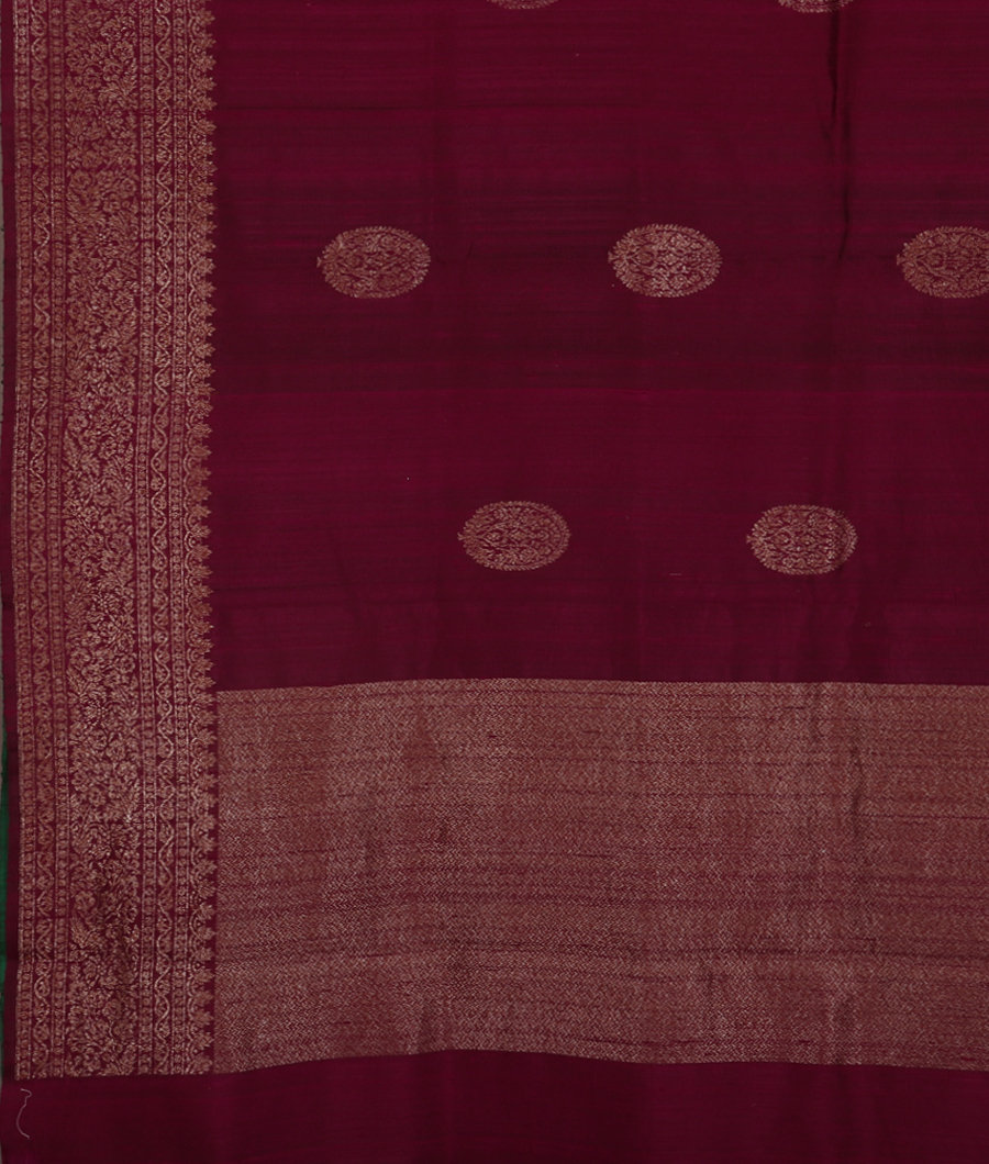 Burgundy Banaras Tussar Saree T3514484