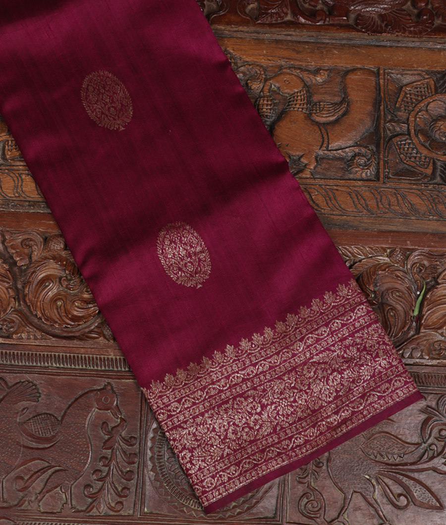 Burgundy Banaras Tussar Saree T351448-image