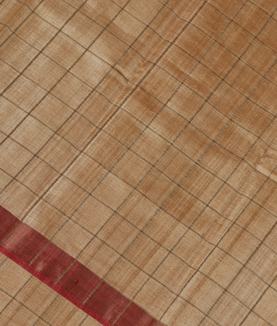 Beige Woven Tussar Saree T351043-image