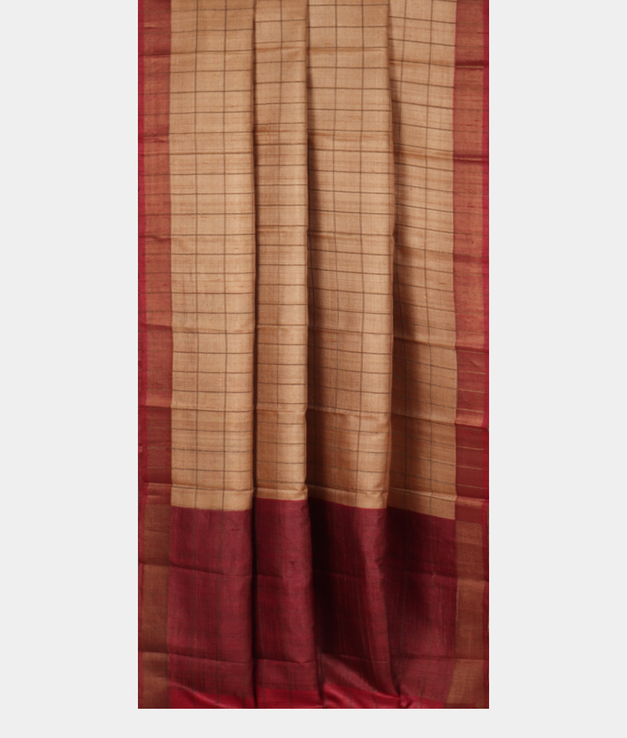 Beige Woven Tussar Saree T3510432