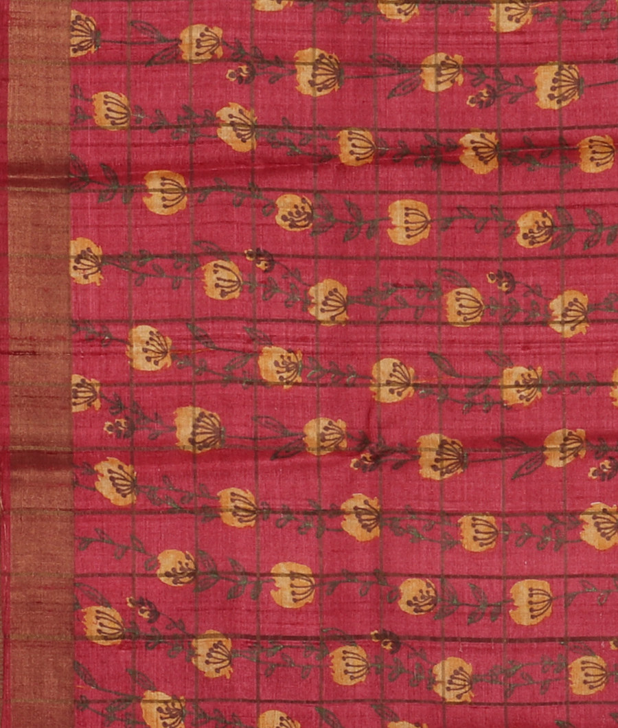 Beige Woven Tussar Saree T3510433