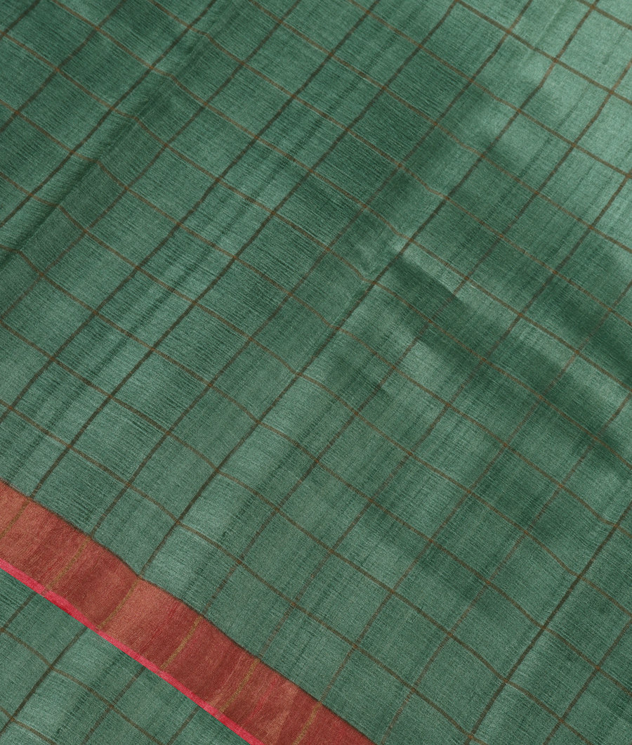 Green Woven Tussar Saree T351065-image