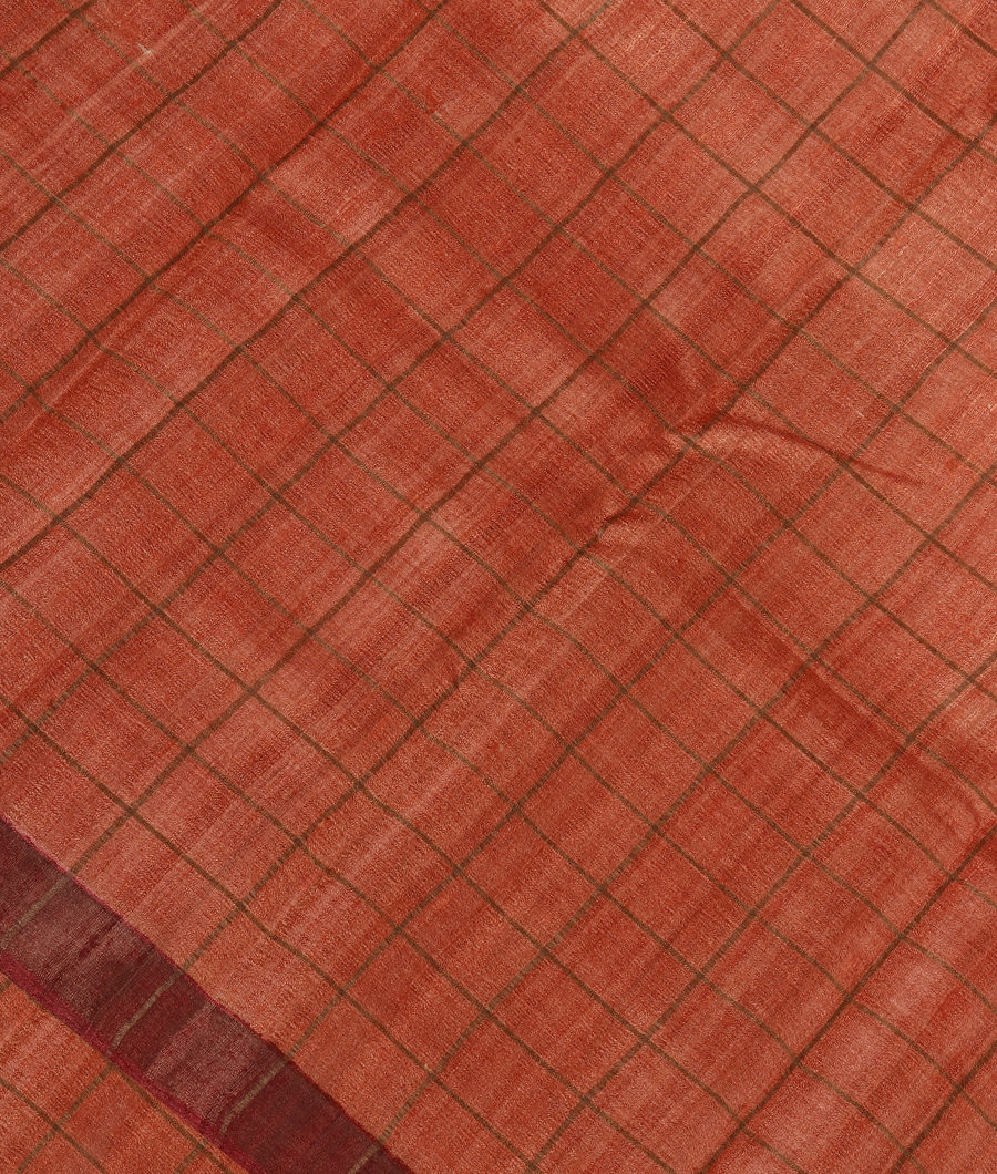 Light Rust Woven Tussar Saree T351008-image