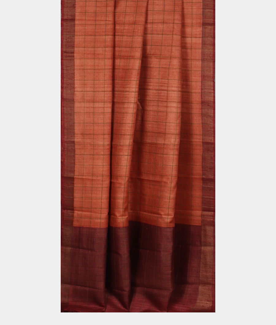 Light Rust Woven Tussar Saree T3510082
