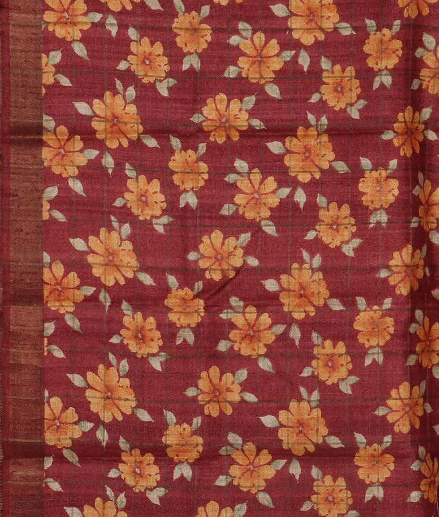 Light Rust Woven Tussar Saree T3510083