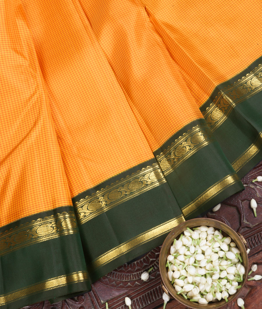 Yellow and Orange Handwoven Kanjivaram Silk Saree T350735-image
