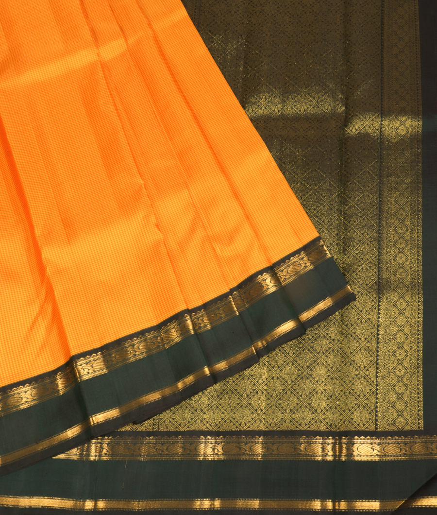 Yellow and Orange Handwoven Kanjivaram Silk Saree T3507352