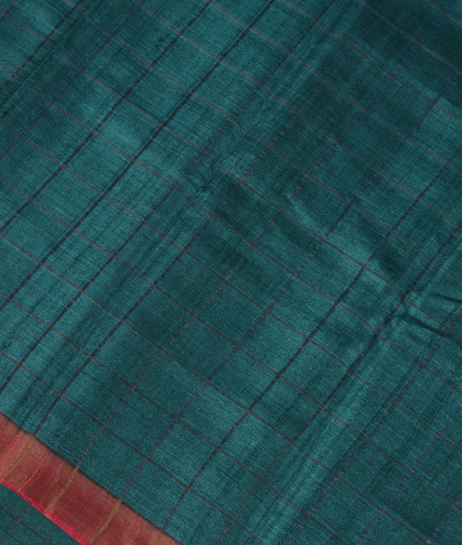 Peacock Green Woven Tussar Saree T351025-image