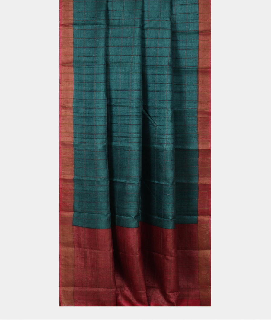 Peacock Green Woven Tussar Saree T3510252