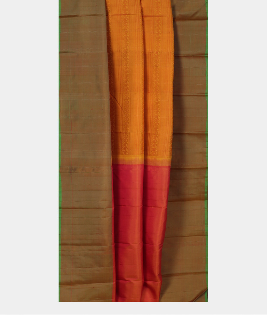 Yellow Handwoven Kanjivaram Silk Saree T2912422