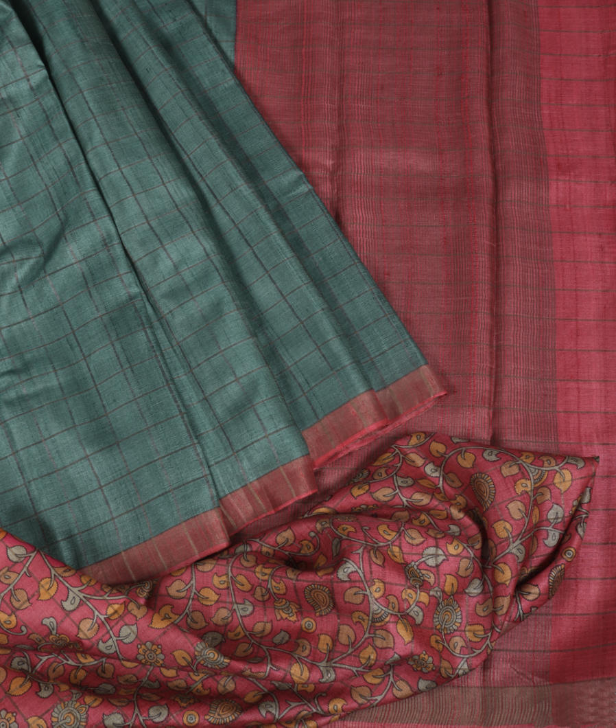Green Woven Tussar Saree T351064-image