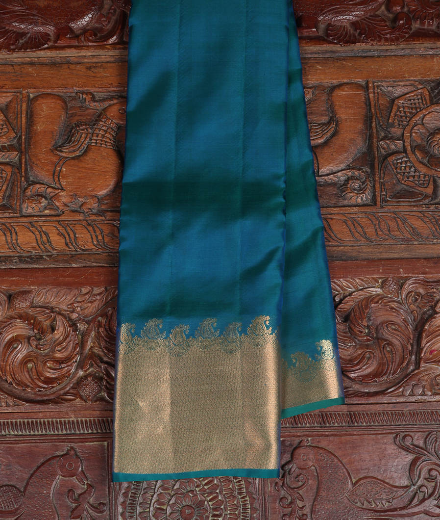 Peacock Blue Soft Silk Saree T351812-image